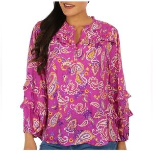 NWT Democracy Pink Paisley Blouse! SZ Med